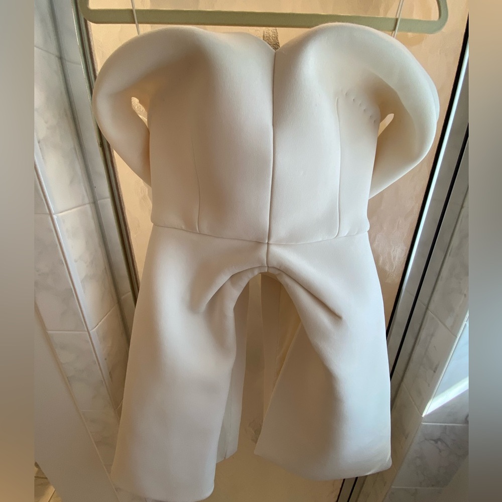 Brandon Maxwell 2016 Runway Lady Gaga Structured Strapless Drape Top cream ivory